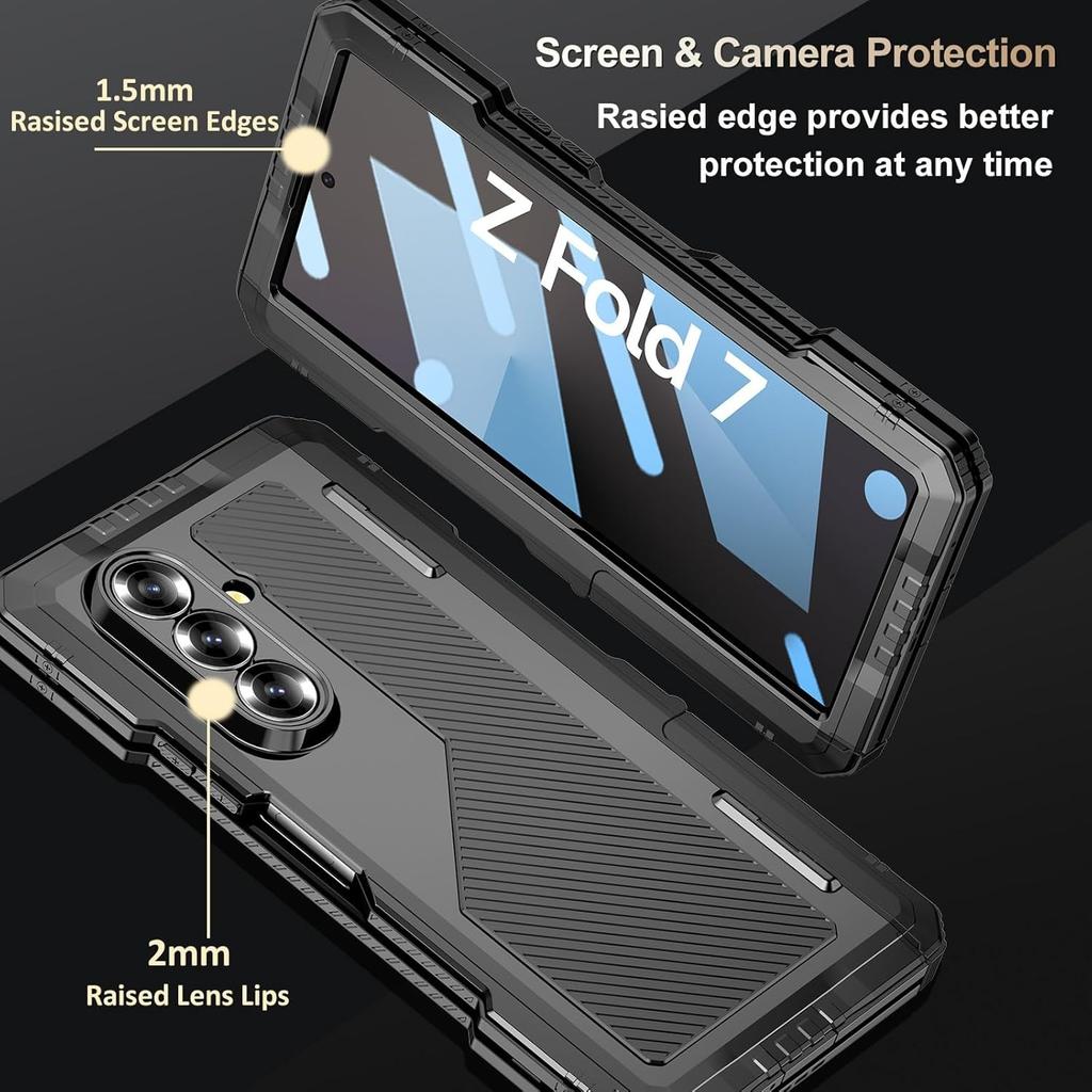 For Galaxy Z Fold 4 5 6 7 Luxury Folding Metal Case Premium Aluminum Rugged Bumper Heavy Duty Shockproof Protect Silicone Cover