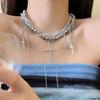 Multi-Layer Pearl Necklace Spice Girl Cross Pendant Necklace New Women's Choker