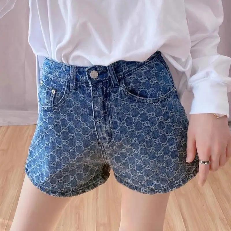 Винтажные джинсовые шорты с высокой талией, женские свободные прямые широкие хлопковые брюки, модная весна-лето