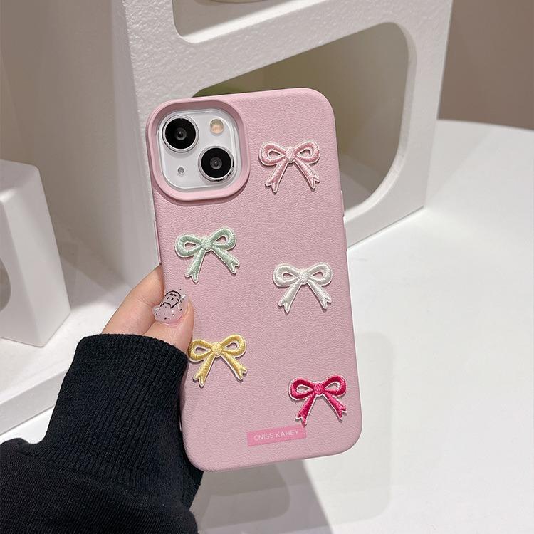 Three-dimensional Color Bow Suitable for IPhone16promax Apple 14 Mobile Phone Case 13/12 Women 15 Anti-fall