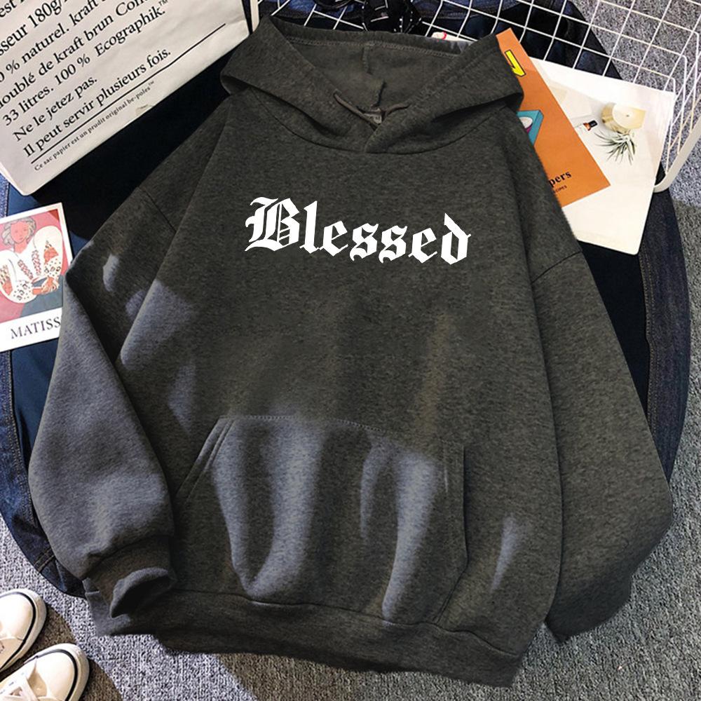 Blessed Hoodies Autumn Hip Hop Casual Fleece Pullover Sweatshirt Hooded for Men Women