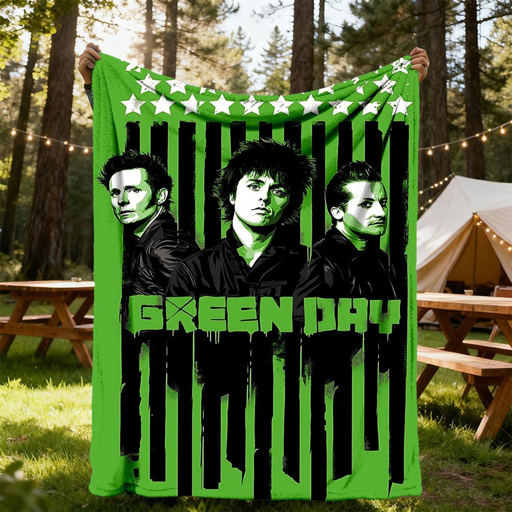 1 шт. Плед Green Day для улицы, легкий, фланелевый, мягкий и теплый, для использования в любое время года, для дивана, улицы, кемпинга, гостиной, офиса, стула