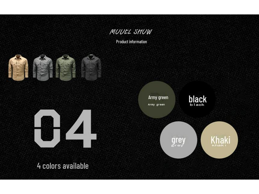 2024 Новый мужской быстросохнущий военный костюм с несколькими карманами - рубашка с длинными рукавами, не требующая глажки, для весны/осени