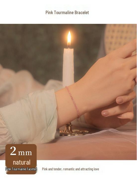 Изысканный браслет из розового турмалина ручной работы для женщин - Натуральные кристальные украшения с бусинами