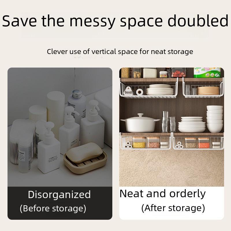 Большой ящик для хранения вещей для дома с бесплатной установкой для организации стола и кухни, многоуровневая стойка и подвесная корзина