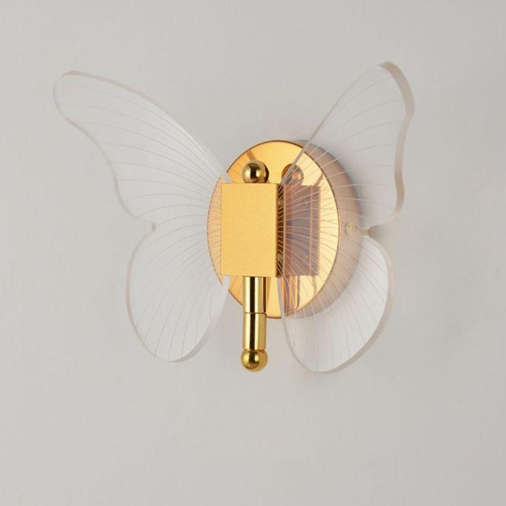 Nordic Metal Acrylic LED Butterfly Wall Lamp Modern Tricolor Adjustment Wall Light Sconces Elegant Creative Ceiling Light‘ Hotel