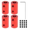 4 Pcs 4-6mm Aluminum Alloy Red Rigid Coupling Set L20x12mm for RC Airplane Boat Motor Accessories with M4 Screws Wrench Shaft Coupler