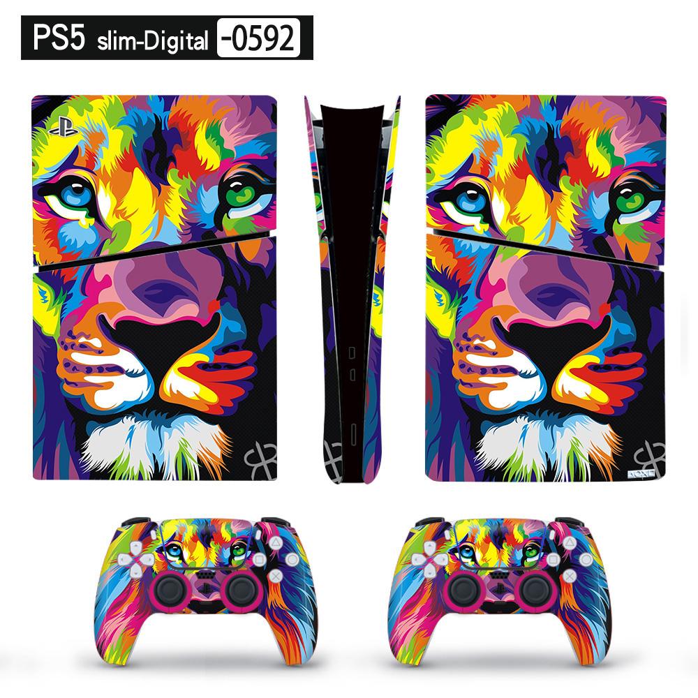 Художественная виниловая наклейка для тонкой цифровой консоли PS5 и 2 контроллеров, наклейка