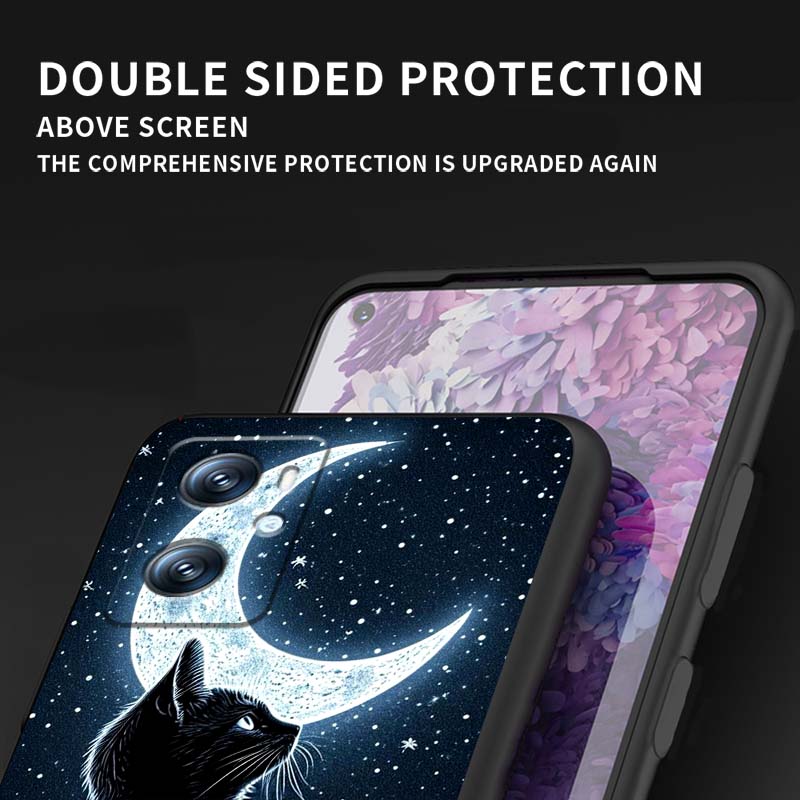 Мультяшный Кот Милый Чехол Для Телефона Для OPPO Reno 5 6 7 A96 A40 A58 Realme GT A74 A78 Neo2 A74 A78 Find X5 X3 X7 X8 Черный