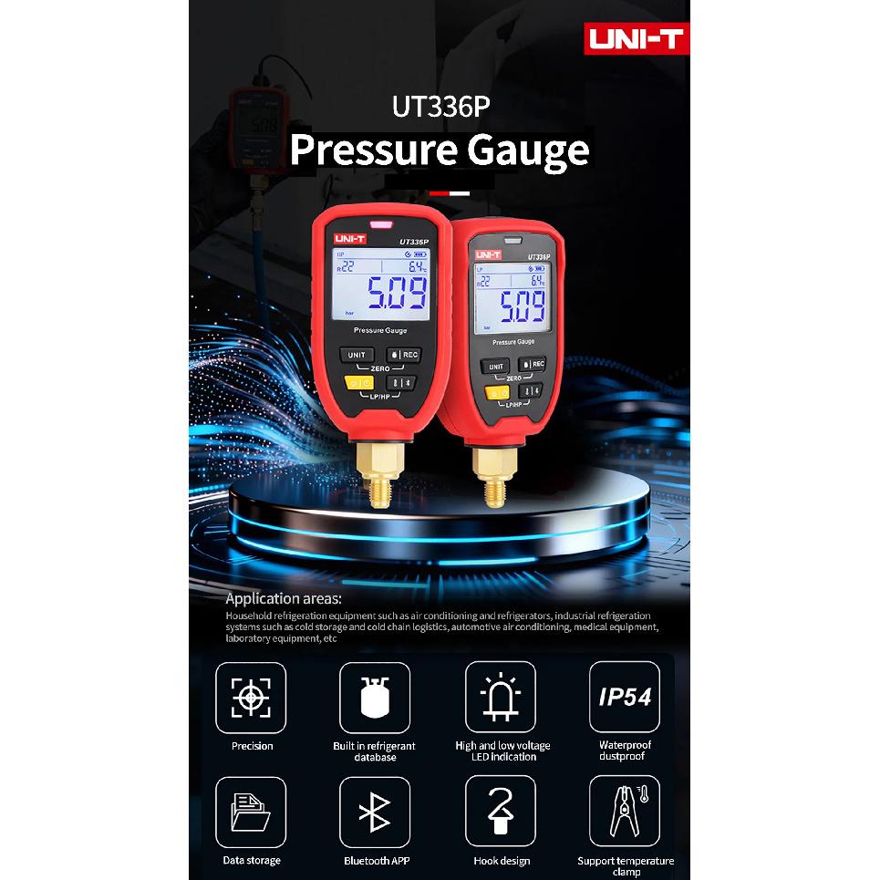 UNI-T UT336P UT336P KIT Wireless Pressure Gauge Bluetooth APP High-pressure Gauge Air Conditioning Refrigeration System Tester
