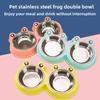 Two-in-one Cartoon Pet Bowl, Stainless Steel Frog Bowl, Double Bowl for Cats and Dogs