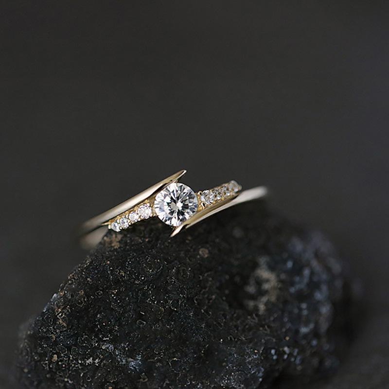 Стильное белое корейское разомкнутое кольцо из серебра 925 пробы - женское легкое роскошное составное кольцо на мизинец