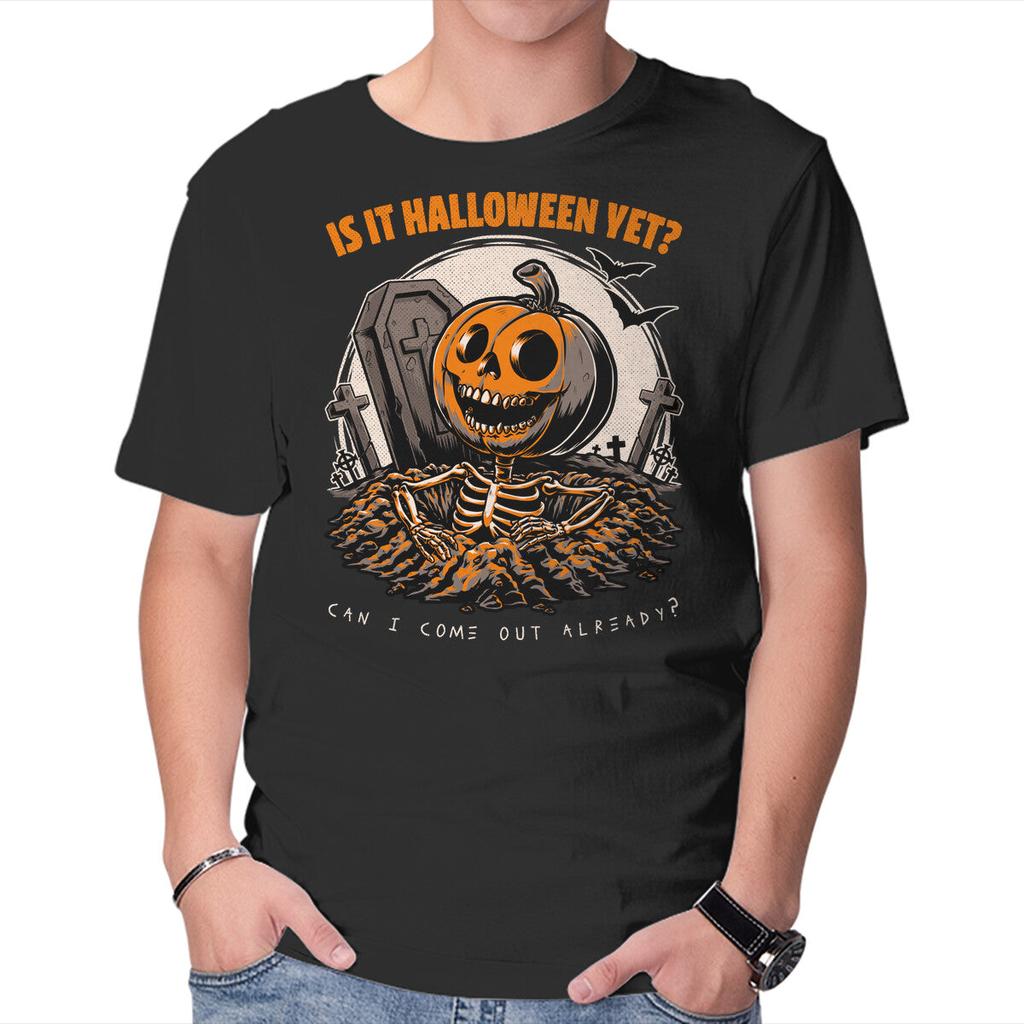 Unisex Crew Neck T-Shirt Halloween Approaches Graphic Short Sleeve Casual Tee