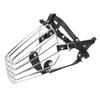 Dog Muzzle Stainless Steel Basket Leather Strap Breathable Prevent Biting Adjustable Muzzle for
