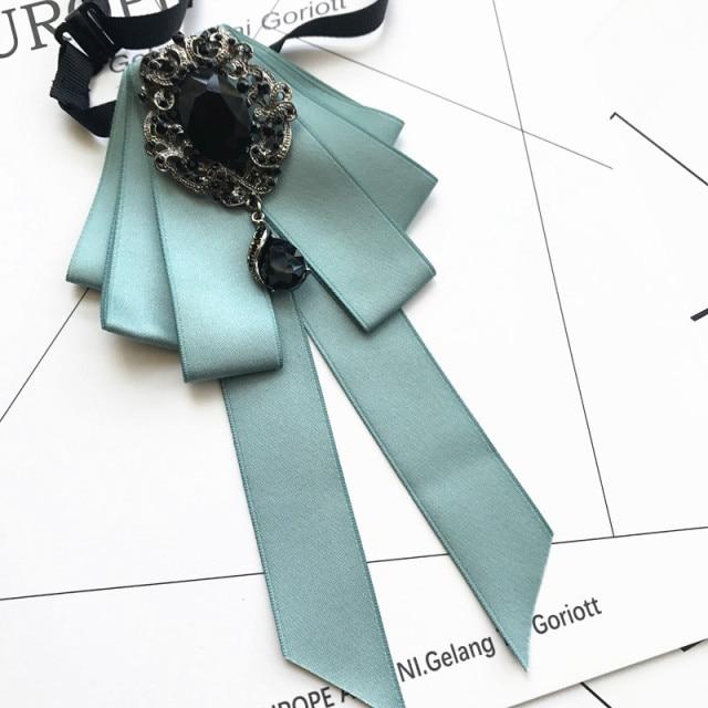 Винтажная брошь в виде галстука-бабочки из ткани с кристаллами, корейская мода, галстуки-бабочки, галстуки для женщин, белый рубашечный воротник, роскошные ювелирные аксессуары