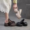 Модные кожаные босоножки на платформе с толстым каблуком для женщин, удобная летняя обувь с открытой пяткой