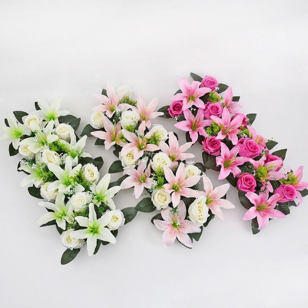 43cm Artificial Flowers Party Stage Supplies Rose&lily Fake Flowers Wall Arches Decor Table Centerpiece Decor