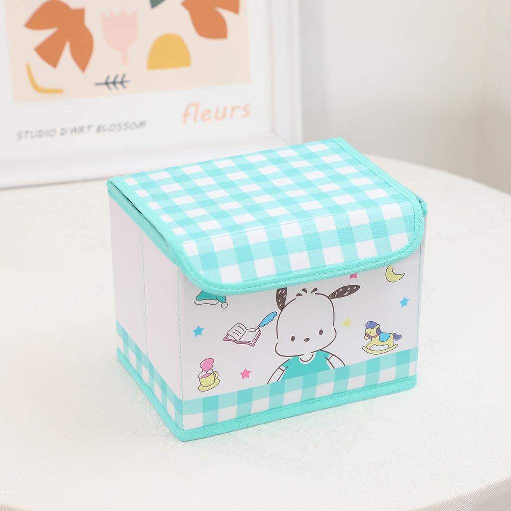 Hello Kitty Kuromi Cinnamoroll Melody Узор в клетку Складной откидной ящик для хранения для офиса и спальни