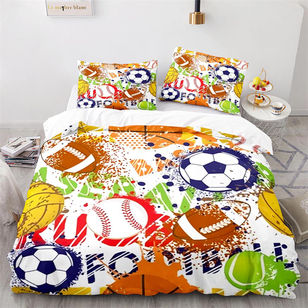 American Football Duvet Cover Set 3D Sports Rugby Player Comforter Cover Skull Football Player Polyester Bedding Set For Kid Boy
