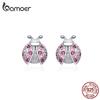 Bamoer Ladybug Earrings Jewelry 925 Sterling Silver Cute and Beautiful Earrings For Women