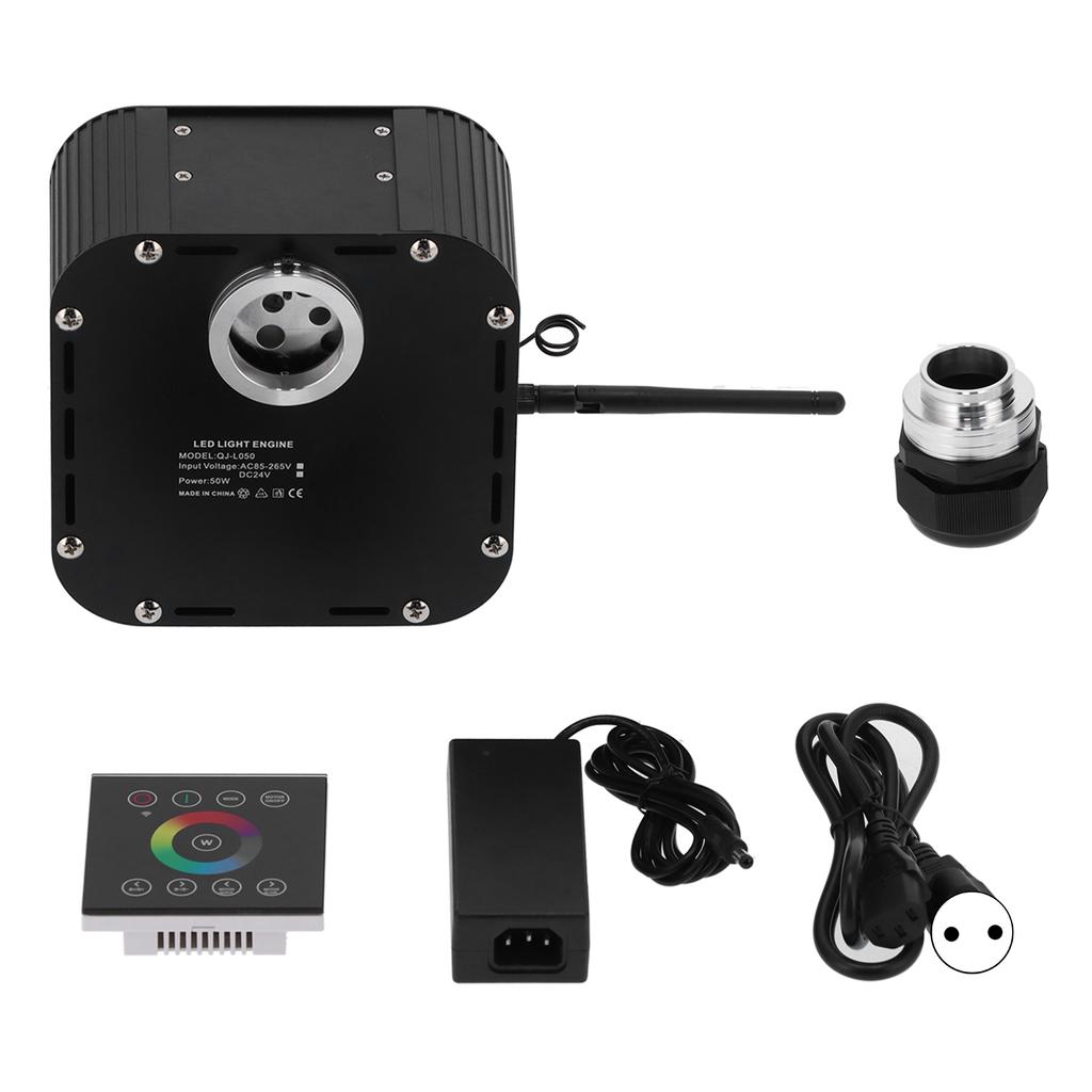 Светодиодный RGBW комплект оптоволоконного освещения 50 Вт с сенсорным контроллером, управление по Bluetooth/приложению, для внутренней отделки, Великобритания