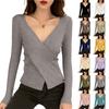 Women's V-neck Sweater Bottoming Shirt With Long Sleeves Cross-fitting Knitted Tights