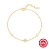 S925 Sterling Silver Gold-Plated Bracelet, Simple Plain Smooth Flower Four-Leaf Clover Bracelet, Women'S Temperament Bracelet.