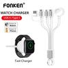 FONKEN 5 In 1 Watch & Phone Charger USB/USB-C To iOS/i-Watch/Type-C Charing Dock Short Braided Cable For Huawei iPhone iWatch Series