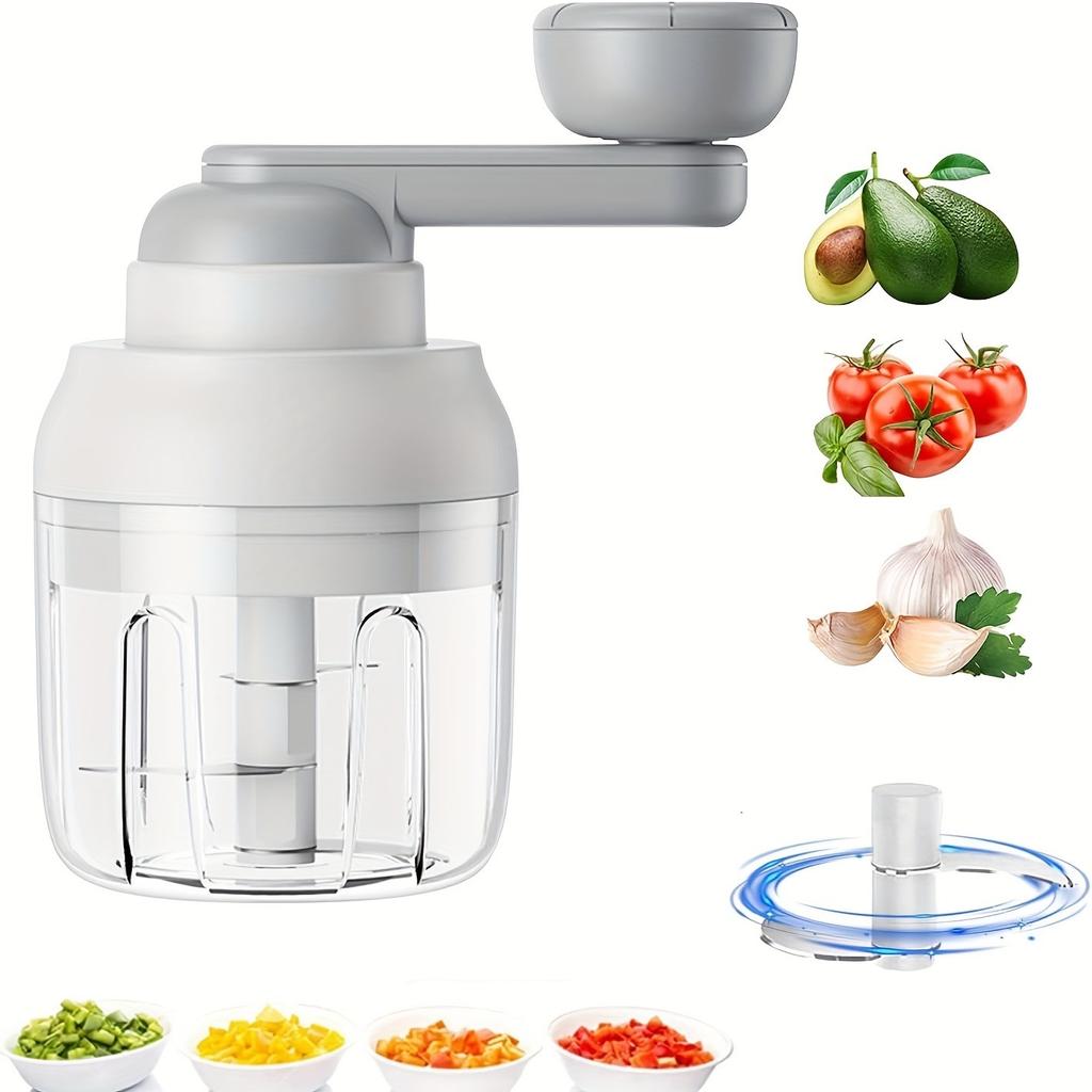 Кухонный комбайн с ручным приводом, ручной измельчитель продуктов, моющийся ручной кухонный комбайн объемом 250 мл, двухскоростной кухонный комбайн для лука, чеснока, имбиря