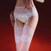 Женский сексуальный прозрачный кружевной пояс для чулок с маслянистым блеском, широкой рубчатой отделкой и краем с зубчиками, чулки до бедра, женский эротический комплект нижнего белья