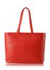 Leather Tote Bag Genuine Leather with Zipper Large Capacity A4 Lightweight Business Casual Popular [Business Factory] (Amber Red)