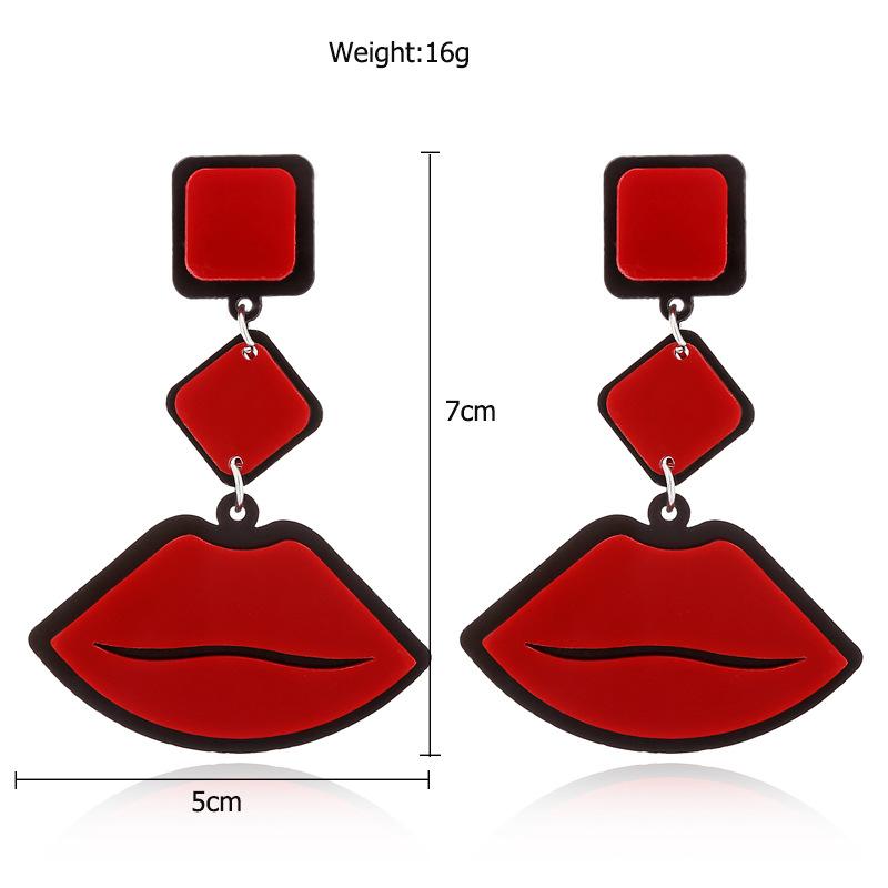 Европейские и американские серьги-акрил в стиле флейм, большие красные губы, рок, панк, джаз, суперэкзальтированная мода