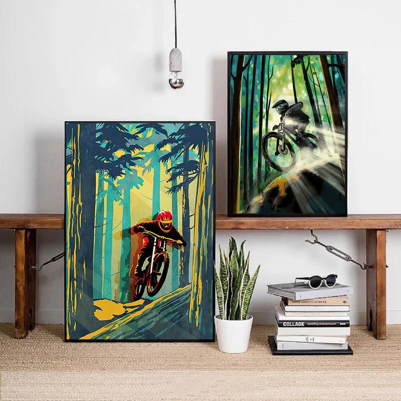 Винтажные постеры и принты, спортивный велосипед, езда на велосипеде, настенная живопись на холсте, настенные картины в скандинавском стиле для мальчика, декор для спальни, гостиной, без рамки
