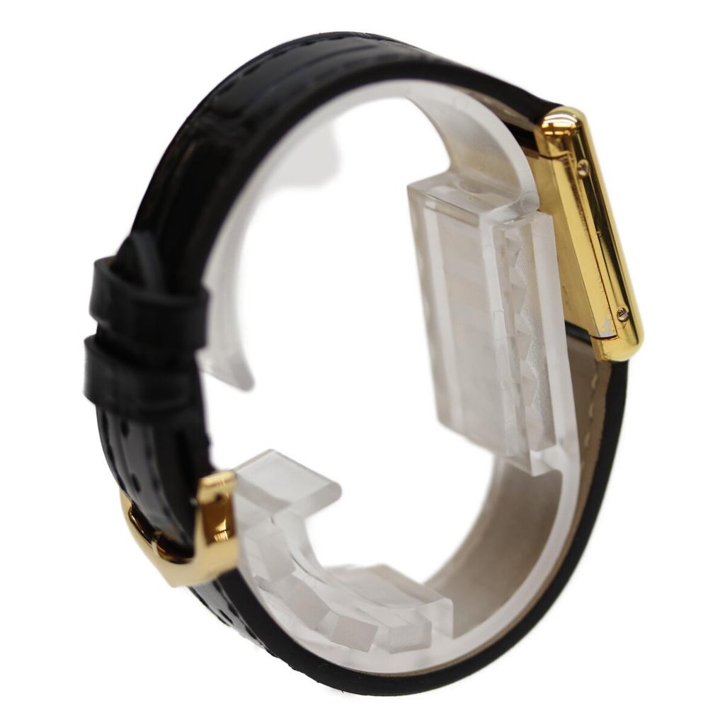 Cartier 76-81 925 Must Tank Vermeil SM Bold Dial Hand Winding Leather Watches Black / goldUsed