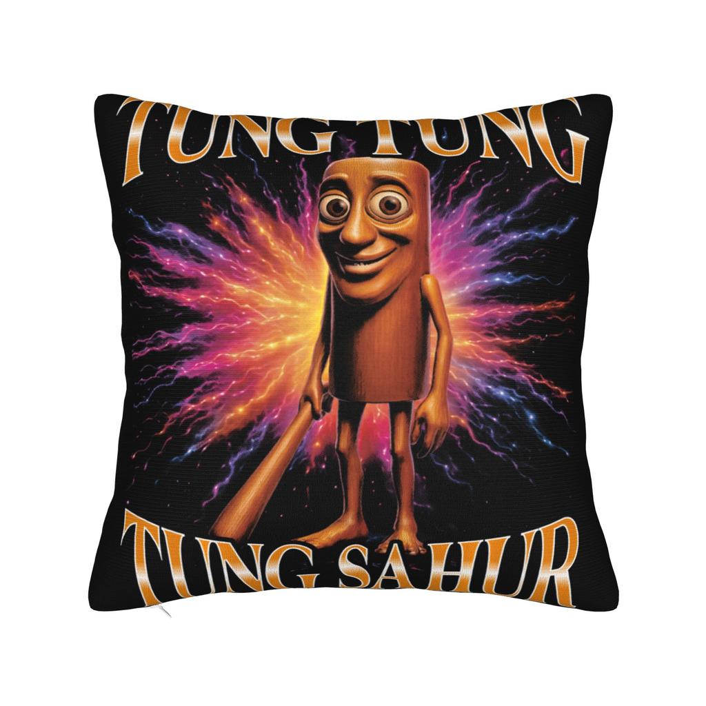 Pillow Cover Tung Tung Tung Sahur Bootleg Brainrot Italian Brainrot Meme Trendy Pillow Case For Living Room Chair Pillowcases