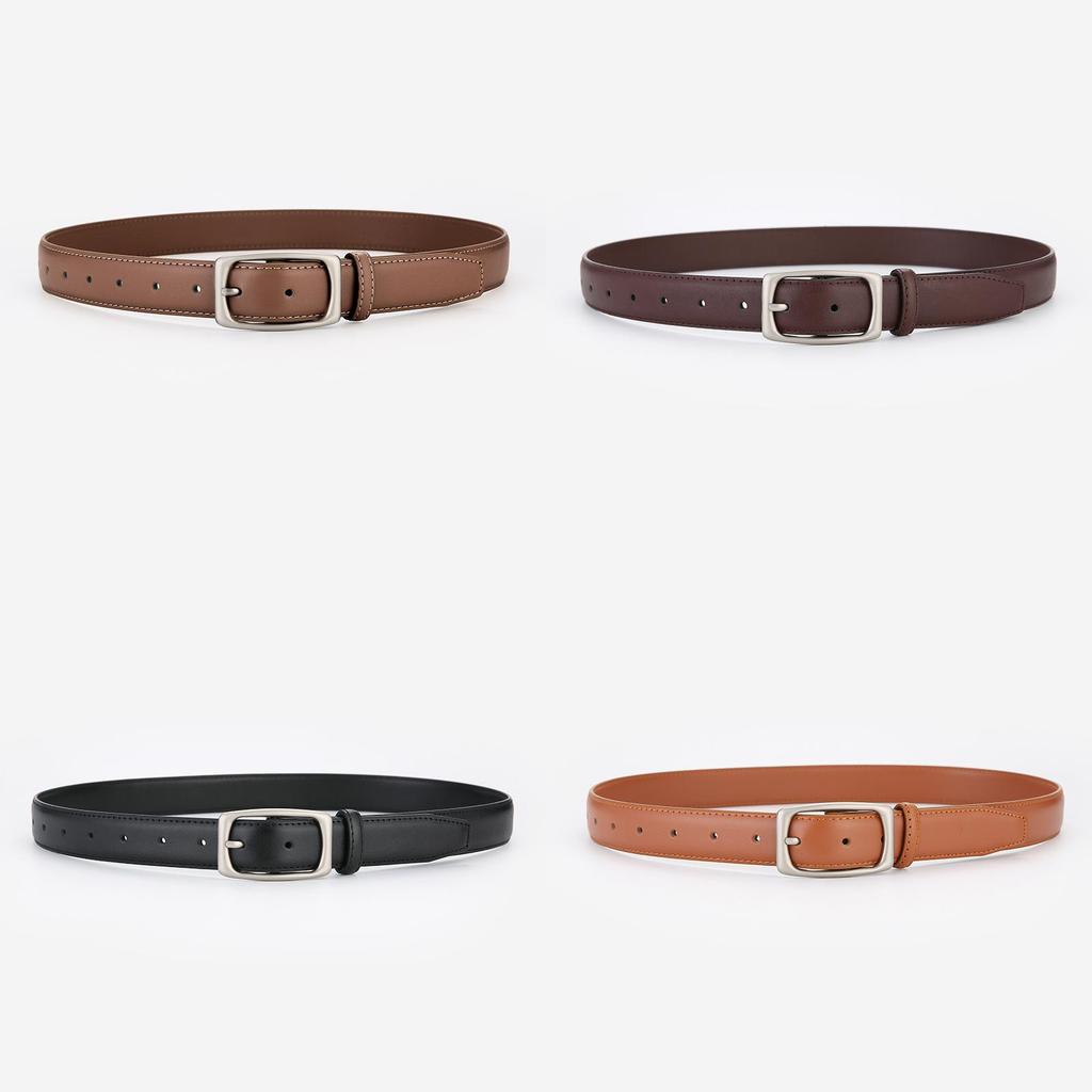 Minimalist Leather Belt For Women And Men With Alloy Buckle For Casual And Office Wear