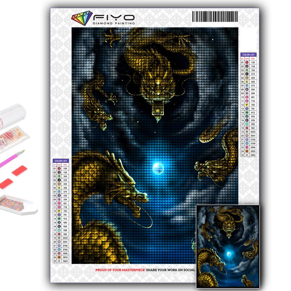 5D DIY Алмазная картина Китайский дракон Вышивка крестиком Алмазная художественная вышивка Мозаика Домашний деко