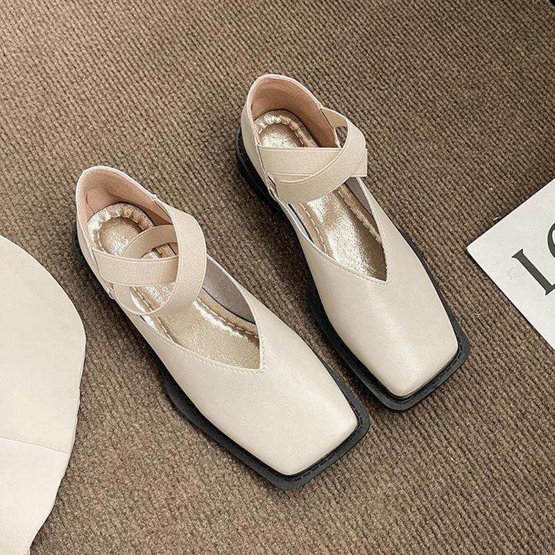 Модная обычная кожаная повседневная женская летняя обувь Туфли для женщин 2024 готические туфли Мэри Джейн с квадратным носком и каблуком Офис E Мода Молодежь H