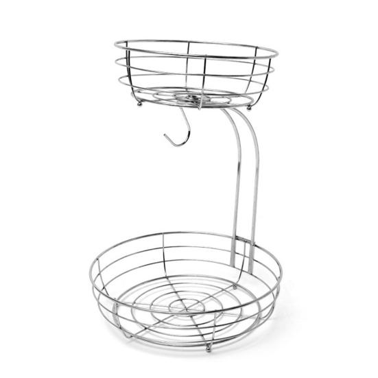 Двухслойная корзина для фруктов, большая вместительная многофункциональная быстросохнущая корзина для хранения, съемная подставка для овощей из кованого железа для кухни