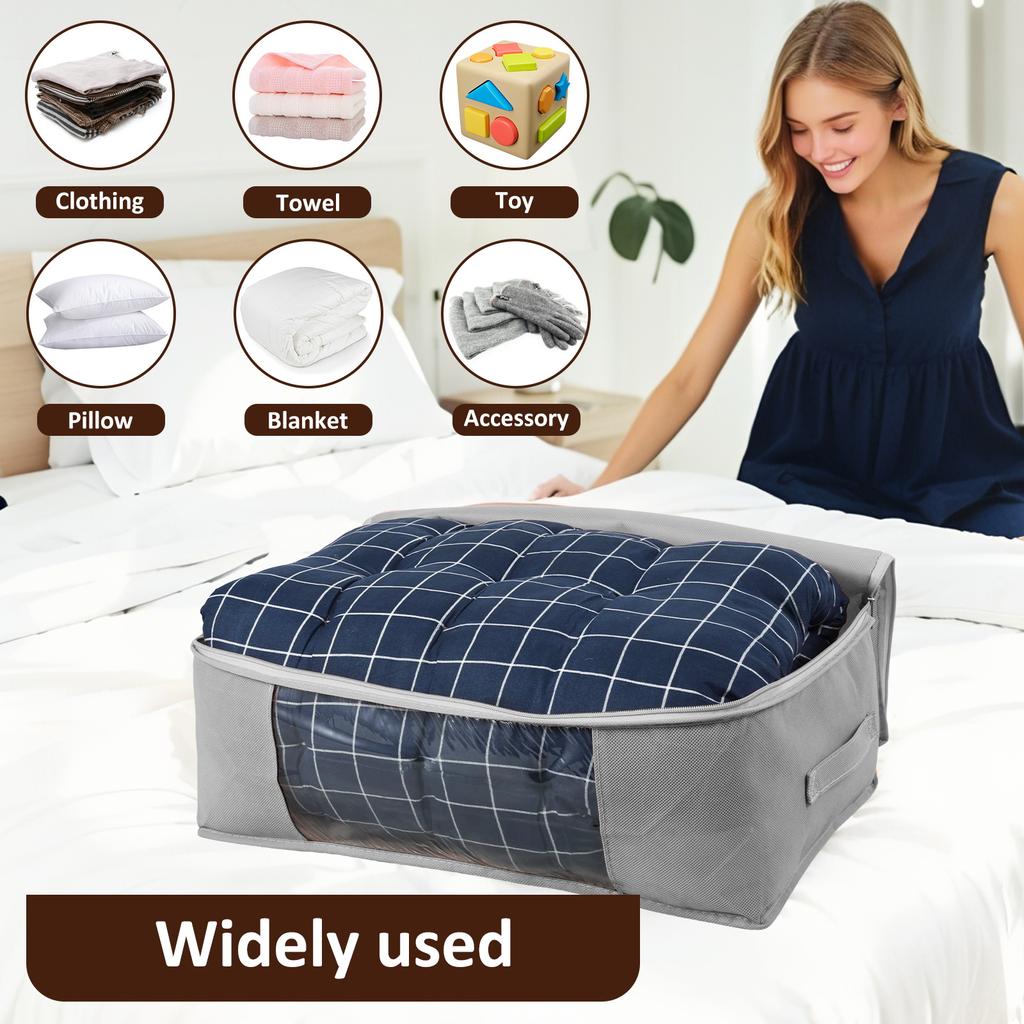Складная сумка для хранения одежды Большая нетканая сумка-органайзер для одежды Сумка для подушек, одеял и пледов с видимым окном Домашний органайзер