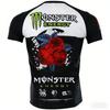 Мужская 3D-печатная футболка Monster Energy с узором "Уличная роза" - Повседневная одежда для взрослых - Спортивный быстросохнущий дышащий топ