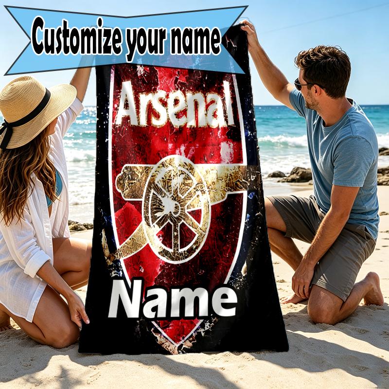 Custom Name Personalized football team Print Beach Towel, for Trip Camping Beach Party Home Decor, Birthday Gift for Family & Friends