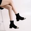 Square-toed Shoes, Chunk-heeled High-heeled Boots, Nude Boots and Ankle Boots, Women's Shoes