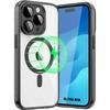 Case for iPhone 15 Pro Max with Magnetic Ring, Shockproof Transparent Hard Black Border + Rear Camera Protection