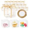 25pcs with Ribbon Gift Packaging Boxes Transparent Dessert Cake Boxes  Baby Shower
