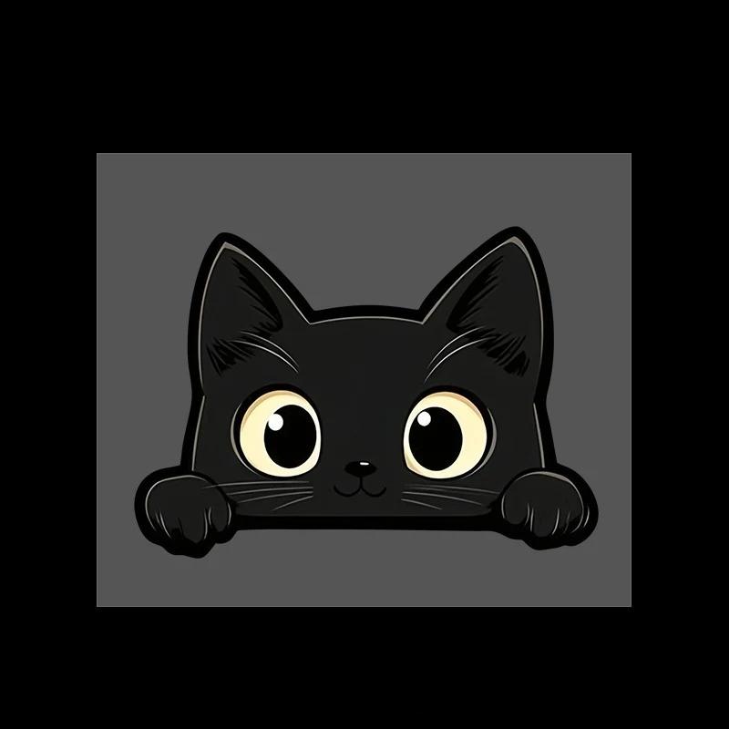 Черный котенок Мультяшная наклейка на машину Виниловая декаль Водонепроницаемая Защита от царапин Милый дизайн животного для кузова автомобиля, мотоцикла, транспортного средства