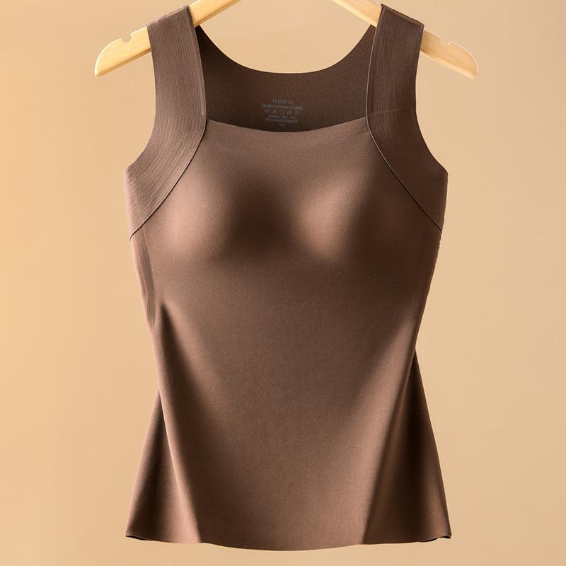 Осенне-зимний теплый жилет жилет с интегрированной фиксированной чашкой, облегающий внутренний крой с немаркой основой, широкие плечи, без рукавов, согревающая теплая одежда