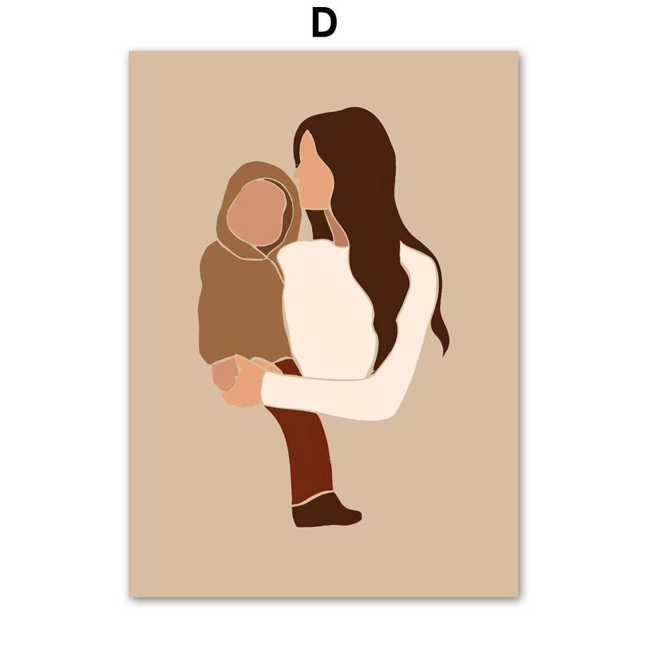 Беременная мама и ребенок, настенная живопись на холсте, картина для матери и ребенка, плакаты на скандинавскую тему и принты, настенные панно для детской комнаты, декор для спальни