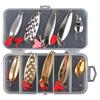 10 шт./лот, золотые и серебряные ложки, приманки, металлические рыболовные приманки с блестками для форели/панфиша/басса с коробкой