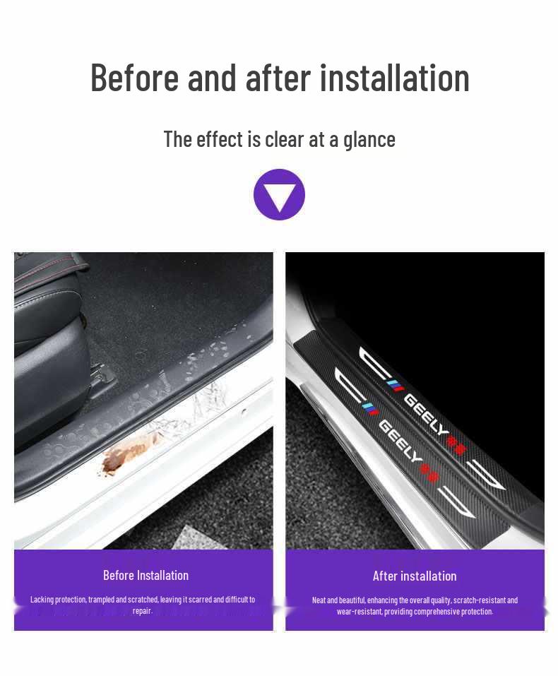 Аксессуары для интерьера Geely Emgrand 4-го поколения: Наклейки на пороги дверей